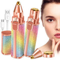 2 in 1 Electric Eyebrow Trimmer and Shaver, Rechargeable Hair Remover for All Parts Use in Pen Flawless Hair Remover Rechargeable Painless-Precision Eyebrow Trimmer and Eyebrow Razor Tool with LED Light for Face, Lips, Nose, Chin, Arm
