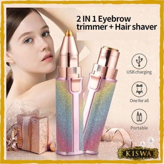 2 in 1 Electric Eyebrow Trimmer and Shaver, Rechargeable Hair Remover for All Parts Use in Pen Flawless Hair Remover Rechargeable Painless-Precision Eyebrow Trimmer and Eyebrow Razor Tool with LED Light for Face, Lips, Nose, Chin, Arm