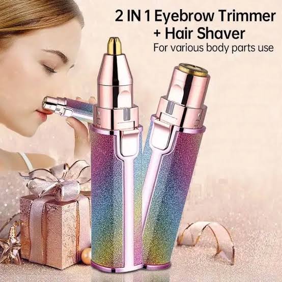 2 in 1 Electric Eyebrow Trimmer and Shaver, Rechargeable Hair Remover for All Parts Use in Pen Flawless Hair Remover Rechargeable Painless-Precision Eyebrow Trimmer and Eyebrow Razor Tool with LED Light for Face, Lips, Nose, Chin, Arm